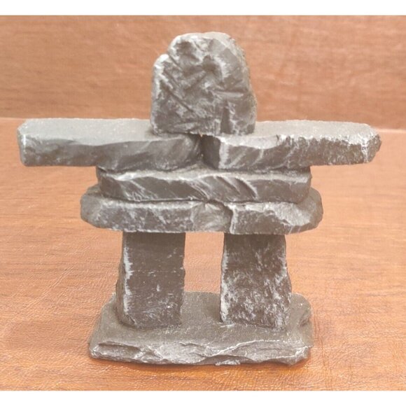Inuit Folk Art Inukshuk 5" Black Statue Recycled Material Made In Canada Boma - Picture 1 of 11
